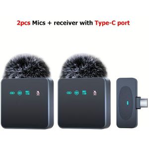 SENWUKO Professioneel Draadloos Lavalier Microfoon Systeem - USB-C Opladen, Lithium Batterij, Opname met Mute Functie, Moderne Zwarte Ontwerp voor Streaming & ,