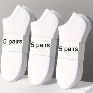 5 Pairs Breathable Low-cut Ankle Socks For Men And Women - Comfortable, Lightweight, And Stylish For Running, Walking, And Casual Attire - Black With White "5 Pairs" Label, Hand Washabl