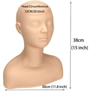 Zacht-Aanvoelend Make-up Oefenhoofd Model voor Wimperextensions, Pruiken & Hoed Displayerijs, Meervoudige Pr