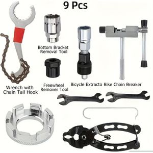 Mountain Bike Multi-tool Set: Includes Chain Tool, Cassette Tool, And Bottom Bracket Tool For And Repair