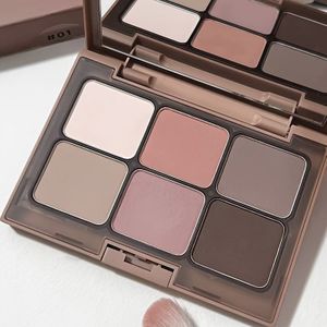 Elegant 6-Kleuren Mat Oogschaduwpalet - Veelzijdige Blush & Contouring, Grijze & Bruine Tinten voor een Natuurlijke Look, Wankelkleurcorrectie