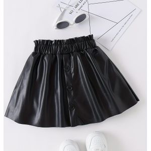 Stijlvolle Zwarte Rok voor Meisjes - Veelzijdig Laag-Gesneden, Knoopsluiting Ontwerp met Elastische Tailleband & Enkellange , Machinewasbaar, Polyester Materiaal, Perfect voor Casual