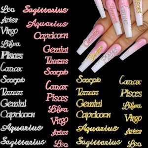 36st Sterrenbeeld Nagelbedels 3D Gouden Zilveren Roze Sterrenbeeld Letter Bedels voor Nagelontwerp Nageljuwelen Legering Nagelletters Holle Nagelknoppen Nageldecoratie voor Acrylnagels