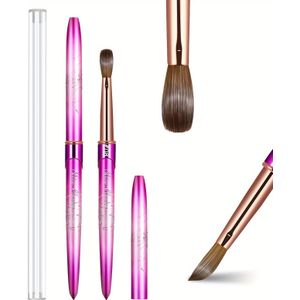 100% Pure Kolinsky Hair Oval Nagelborstel Geschikt Voor Acryl Toepassingen, Professionele Nagelverlenging Nagelgereedschap Streep Nagel Tekening Pen Geschikt Voor DIY Thuis Salons
