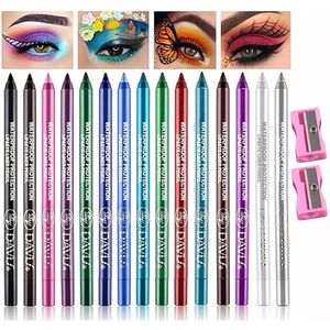 15-Kleur Oogschaduw Potlood Waterdicht en Zweetbestendig, Ideaal voor Eyebrows, Oogschaduw, Eyeliner en Lippenlijner, Komt met 2 Slijpers, Helpt U een Mooie Make-up Look te Creëren