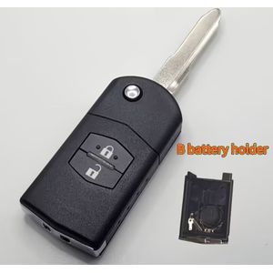 Voor for MAZDA Compatibele Flip Afstandsbediening Sleutelhuis met 2/3 Knoppen, Kunststof Materiaal, Inclusief Ongezaagde Blade Vervanging voor for MAZDA 2 3 5 6 CX-7// Modellen