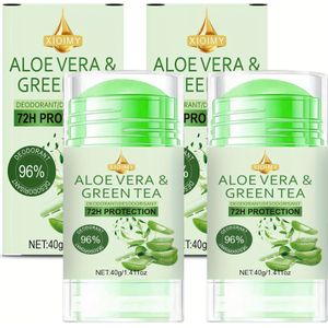 2 stuks 72U Vegan Deodorant - Langdurige 72-uurs Bescherming, Aluminiumvrij & Parabenenvrij, Aloë Vera & Groene Thee Formule, 1.411oz, voor Oksels, Lichaam, Intieme Gebieden