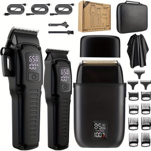 3-delige Heren Elektrische Haartrimmer Set met Trimmer en Reciprocaal Scheermes voor Thuisgebruik