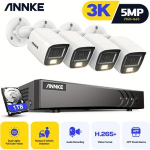 Annke 3k Outdoor Hd With Audio/mic, 3k 5mp Lite Surveillance Ai 8ch Dvr And 4 X 3k Cctv Bullet Camera With Smarter , Human/vehicle Detection, Color Night , 0tb Hdd, With Mic Audio