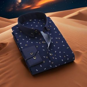 Heren Shirt met Print Lange Mouw voor Lente en Zomer 2025 | Nieuwe Collectie, Elegante Stijl, Stof, Enkele Sluiting, Regular Fit