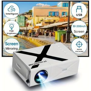 High-end Smart Projector - Eu Plug, Portable Mini Projector, Compatible With Usb/memory Card/smartphone/laptop, For Home Theater Movie Projector, Cost-effective Gift