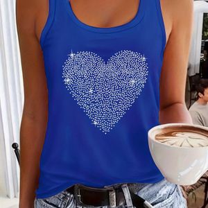 Women' Heart Print Sleeveless Tank Top - Vibrant Summer Vest With White Dotted , Lightweight Polyester Fabric, Casual Attire, Heart Tshirt