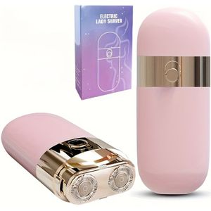 Compacte Roze Elektrische Scheerapparaat voor Vrouwen, Dubbele Zwevende , Zachte Roestvrijstalen Haarverwijdering, Ideaal voor Armen, Oksels, Bikinilijn, Rug - Langdurige Batterijduur
