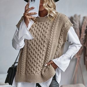 Plus Size, Herfst Nieuwe Europese en Amerikaanse Dames Kleur Twist Vest