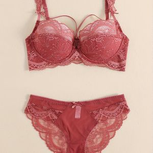 Dames Sheer-Compatibele Kant & Cami BH en Lage Taille Driehoek Ondergoed Matching Set - Volledige Volwassen Vrouwen Ondergoed Pak, Handwasbare Kleur Non-Briefs