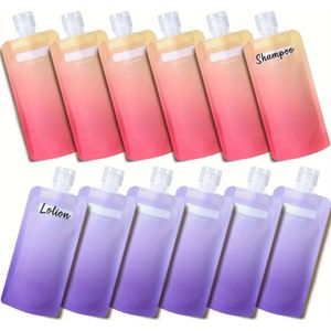 12/24 stuks Reissetjes voor Toiletartikelen - Lekvrije 90ml TSA Goedgekeurde Reis Knijpzetjes, Staande Vloeistof Reiscontainers voor Shampoo, Conditioner, Lotion en Body Wash