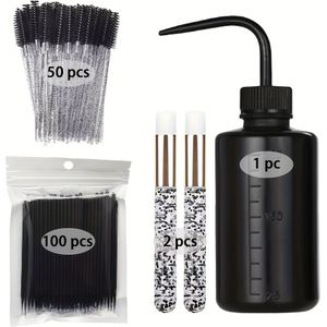 Wimper Make-up Kwast Set met Wimper Shampoo , Mond Knijpfles, Wenkbrauw Kam, Wimper Mascara Stick Applicator, Micro Kwast, Wimper Extension Benodigdheden, Grafting Wimper Reiniging Tools