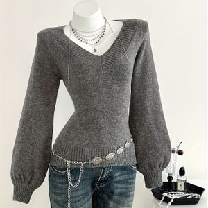 Winter Warme V-hals Trui - Kleur Elegante Blouse, Wasmachinebestendig Medium Stretch Winterjas voor Herfst & Winter, Kantoor tot Feestkleding, Niet-Gladde Textuur (Geen Volume)