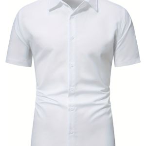 Herenoverhemd, Kraag Met Korte Mouwen, Zomerse Sluiting, Casual Knoopsluiting Voor Dagelijkse Zakelijke Formele Overhemden