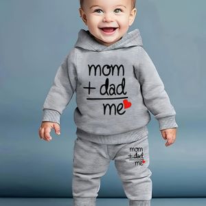 Lente/Herfst Baby- en Peuterjongens en -meisjes Letterprint Hoodie met Lange Mouwen en Joggingbroek, Perfect voor Buiten