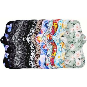 5 Stks Willekeurige Prints Herbruikbare Maandverband, Bamboe Stoffen Maandverband Voor Zware Stroming Maandverband Set Met Vleugels Voor Vrouwen, Wasbare Nachtdoek Inlegkruisjes Maandverband