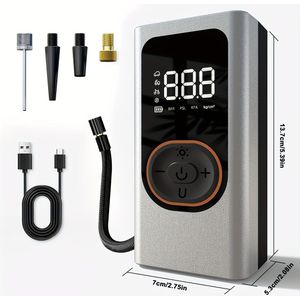 Draagbare Bandenpomp Auto Luchtpomp, Draagbare Auto Luchtpomp met Sterke Batterij, 5 Keer Sneller Snelheid, Draadloze Luchtpomp met Digitale Drukmeter voor Auto, Fiets en Motor Banden en Ballen