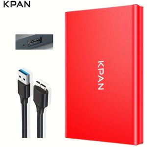 KPAN 500GB draagbare schijf, 2,5-inch metalen behuizing, USB 3.0 externe opslag, compatibel met laptop, -bestandssysteem, verkrijgbaar in /grijs/rood