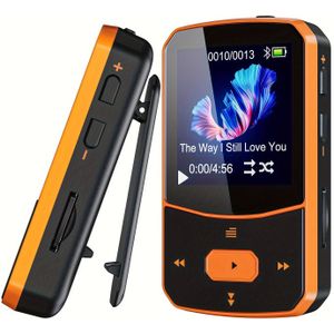 64GB MP3-speler met draadloze 5.3, sport mini-ontwerp met clip, 1,5" TFT-kleurenscherm, onafhankelijke volumeknop, FM-radio, stappenteller, ondersteunt tot 128GB SD-kaart