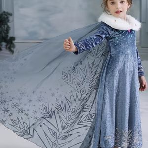 Meisjes Prinsessen Feestjurk met Elegante Sneeuwvlok Print, Lange Mouwen Verjaardags- en Kerstoptreden Jurk
