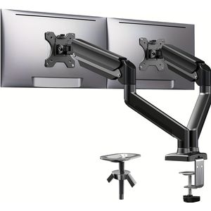 Locsee Dual Monitor Stand - To 32" Screens, Each Arm Supports Up To 22 Lbs, Adjustable & Sturdy With 180° Swivel, Tilt, And 360° Rotation For Home Office Use, Vesa 75/100mm Compatible
