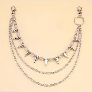 1pc Zilveren Hip Hop Style Dames 3-laags Broekketting - Casual & Sporty Tail Accessory met IJzeren Gespen, Gemiddelde Grootte, Niet-textielmateriaal, Perfect voor Weekend & Dagelijkse Draag