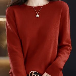 Retro Korte Sweater met Hoge Elasticiteit voor Dames - Zachte Ronde Hals Ribgedetail Losse Pasvorm, Laagje Top, Veelzijdige Kleding, Comfortabel