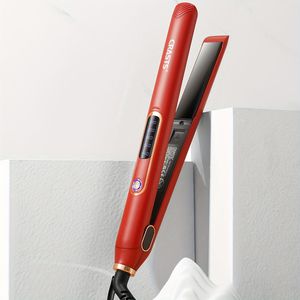 Strakke Rode & Roségouden Dubbelgebruik Haarstijltang en Krultang met Digitaal Display - Titanium, 35W, Spanningsregeling, Geen Accessoires Inbegrepen, Perfect voor Alle Haartypes, Haar Crimper