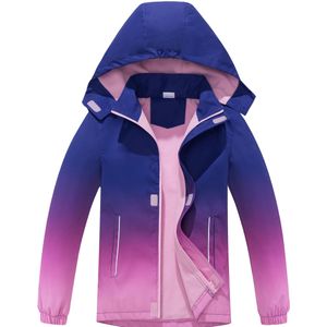 TOP&SKY Kinderen's Gradient 4-Niveaus Buitenshirt met Afneembare Capuchon - Lichtgewicht, Fleecegevoerd, Winddicht in Blauw naar Geel Overgang met Reflecterende Markeringen voor Jongens & Meisjes