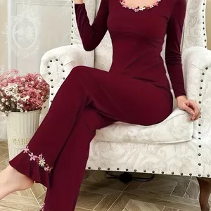 2025 - Grote maten koraalfleece winterpyjamaset voor dames - Dikke