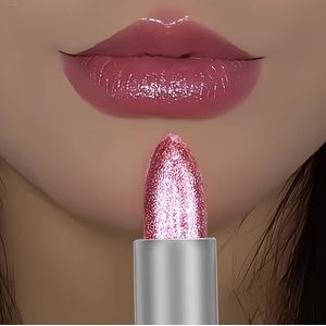Glitter Lippenstift Langhoudende Pasta voor Gemengde Huid, Volwassen Leeftijdscategorie, Sparkelende Paarse Tint, Hydraterende Gel Formule ≤100ml