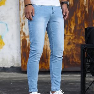 Herenslim-fit lichtblauwe denim jeans - Casual lage taille, rekbaar & comfortabel, perfect voor lente/herfst, dagelijks |Casual stijl jeans|Geweven denim stof