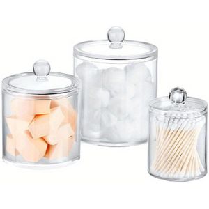 Wattenstaafjeshouder Dispenser van Acryl 3st voor Wattenstaafjes/Ballen/Rondes, Badkameraccessoires Apothekerspotjes Voorraadorganizer, Badkamercontainers - 30oz/20oz/10oz