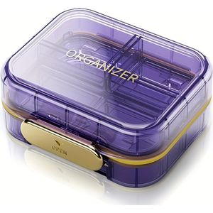 Reispillenorganizer, kleine pilbox, draagbare dagelijkse pilcase voor zakdoek, vochtbestendige 7 compartimenten pilcontainer, stijlvolle medicijnhouderorganizer voor visolie
