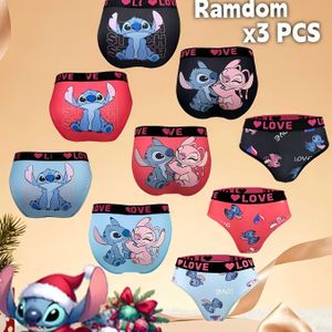 9 stuks Willekeurige 3 stuks Lilo & Stitch Stitch Ondergoed, Tummy Control Naadloos Shapewear, Kerst Rood & Roze Cadeauset, Schattig Cartoon Halloween, voor Tieners