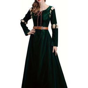 Halloween Kostuum Dappere Melinda Cosplay Jurk voor Vrouwen Groene Hof Lange Galajurken