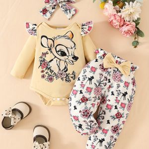 Schattige Bedrukte Lange Mouwen Broekpak Set, Ideaal voor Buiten