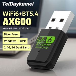 AX600 Bluetooth 5.4 USB WiFi 6 Adapter 2-in-1 Dongle Dual Band 2,4G&5GHz Netwerkkaart Draadloze Ontvanger voor /11