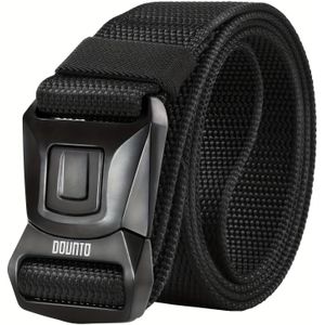 Tactical Quick- For Men, Nylon Sports Work Belt With Alloy , Suitable For Outdoor Hiking Hunting Training - Adjustable Black
