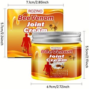 Bee Venom Gewrichtsmassagecrème | met Kamille, Hydrateert en Voedt Gewrichten, Verzacht en Verzacht de Huid, Geschikt voor Lichaam, Nek, Knieën, Handen, Voeten, Taille, Unisex, door ROZINO