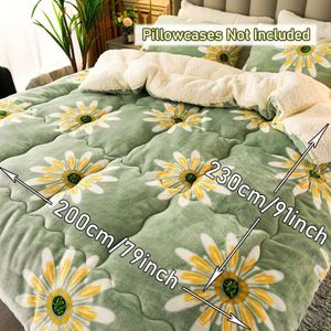 Luxe Bloemenmelk Fleece Winterdekbed - Dubbelzijdig, Extra Dik & Warm, Ultra-Zacht Huidvriendelijk Ademend, Gewatteerd voor Alle Seizoenen, Perfect voor Thuis, Slaapkamer, Studentenkamers