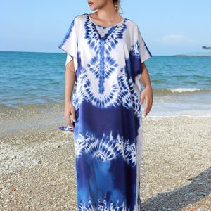 Blauw-wit gestreepte strandkleed voor dames - lichtgewicht, ademend met een oceaan golfmotief, losse pasvorm voor alle lichaamstypen, perfect voor zomerstranduitstapjes, strandkleed