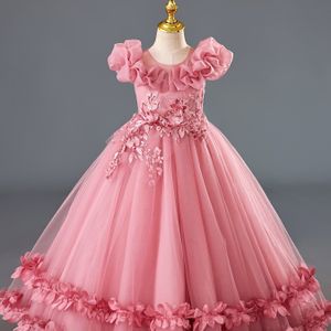 Meisjes Elegante Witte Prinsessenjurk met Gouden Versieringen - Lange Mouwloze A-Lijn Jurk voor Bruiloften, & Pianoptredens - Zomerse Formele Feestjurken voor Kinderen, Prinsessenjurken