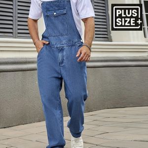 Heren Plus Size Overall | Casual Non-Stretch Stof, Kleur, - en Zakdetails, Gewassen Finish