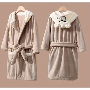 Kinderbadjas Microfiber Fleece Cartoon Beer Gehaarde Superzachte Handdoek met Zakken, voor Jongens en Meisjes 3-14 Jaar, Moderne Gebreide Stof, Machinewasbaar - 1 Pak